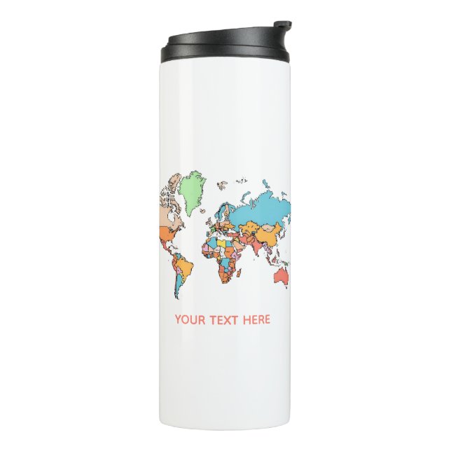 Custom Name Colorful World Map Travel Coffee Mug (Rotated Left)