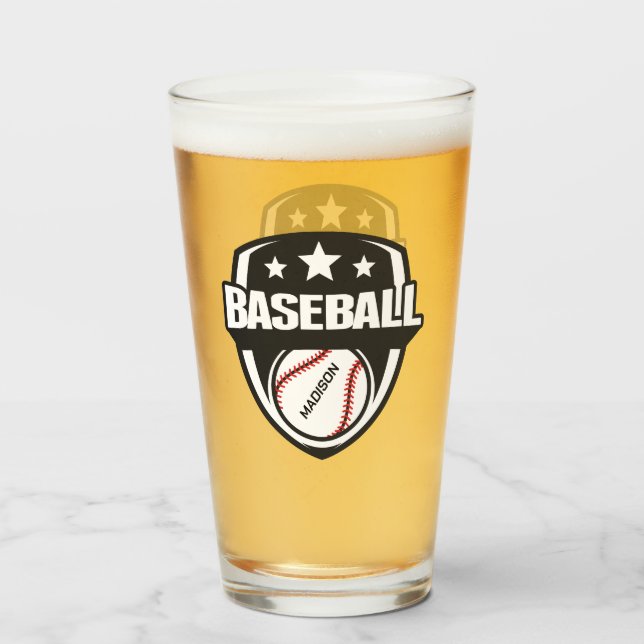 Custom Name & Colour Baseball Glass (Back Filled)