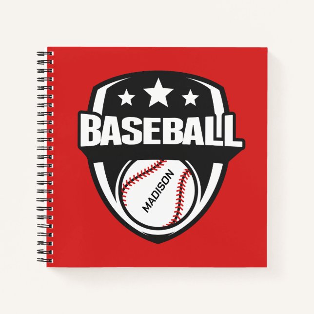 Custom Name & Colour Baseball Notebook (Front)