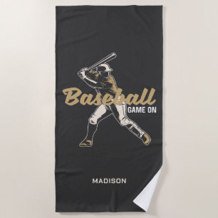 Custom Name & Colour Baseball Player Beach Towel