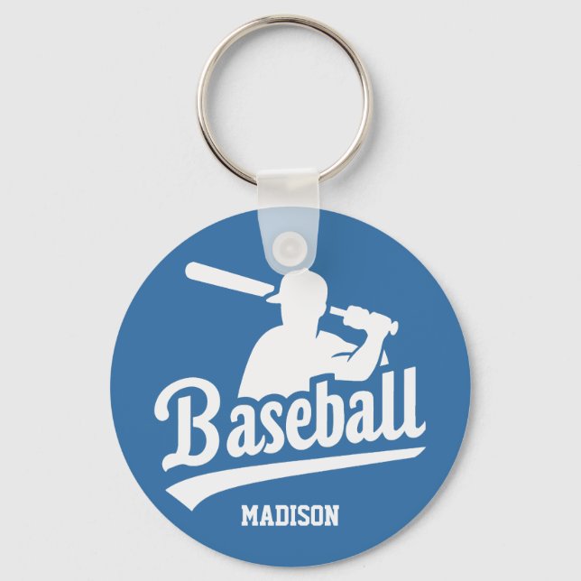 Custom Name & Colour Baseball Player Keychain (Front)