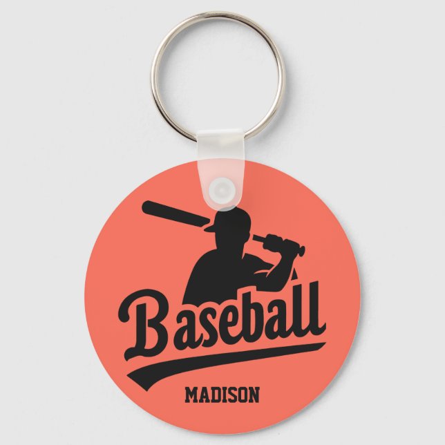 Custom Name & Colour Baseball Player Keychain (Front)