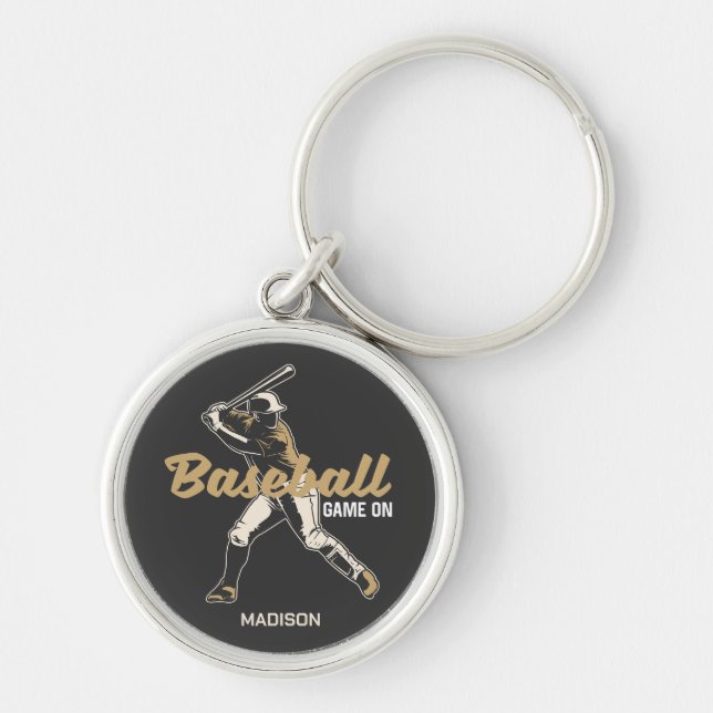 Custom Name & Colour Baseball Player Keychain (Front)