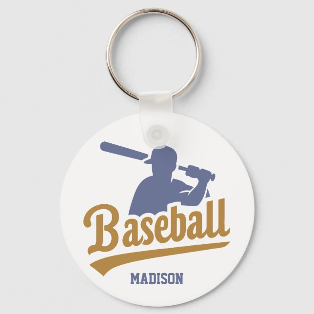 Custom Name & Colour Baseball Player Keychain (Front)