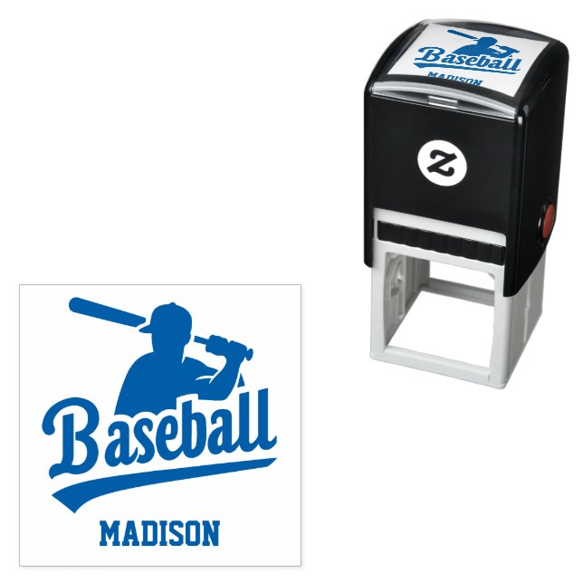 Custom Name & Colour Baseball Self-inking Stamp (In Situ)