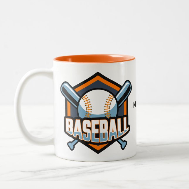Custom Name & Colour Baseball Two-Tone Coffee Mug (Left)