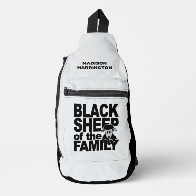 Custom name & colour "Black Sheep" Sling Bag (Front)