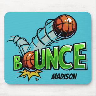 Custom name & colour “Bounce” Basketball mousepad
