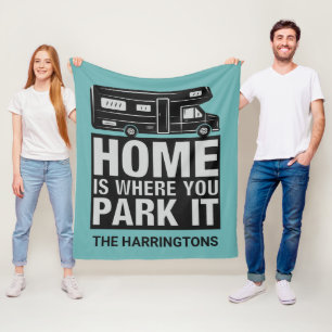 Custom name & colour Camper Van Fleece Blanket