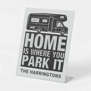 Custom name & colour Camper Van Pedestal Sign