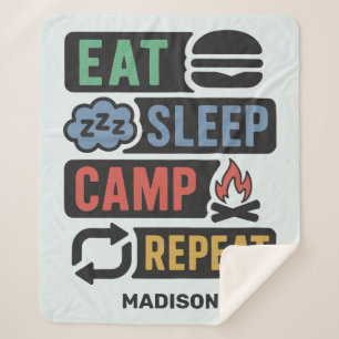 Custom Name & Colour Camping Sherpa Blanket