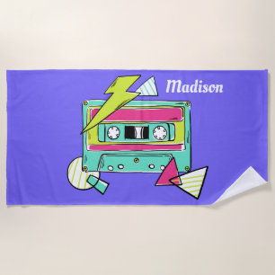 Custom name & colour Casette Tape beach towel