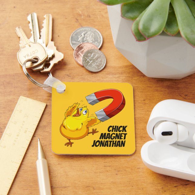 Custom name & Colour Chick Magnet Keychain (Desk)