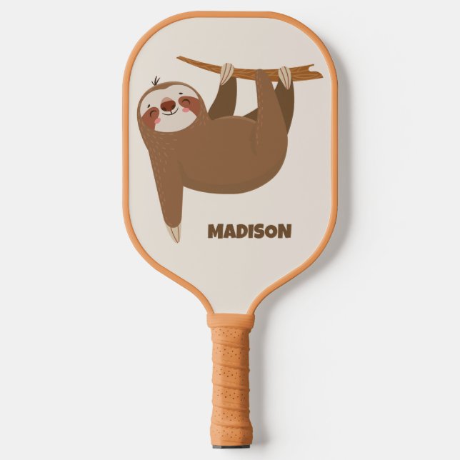 Custom Name & Colour Cute Sloth Pickleball Paddle (Front)