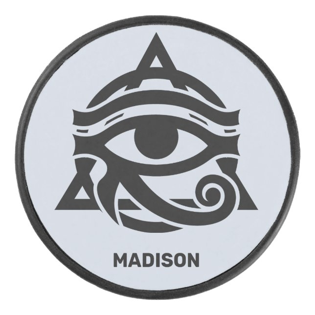 Custom Name & Colour Eye of Horus Hockey Puck (Front)