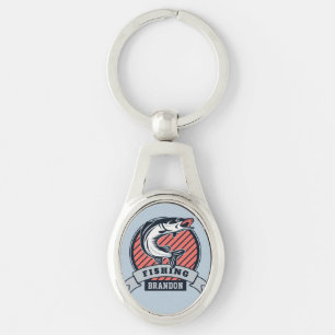 Custom name & colour Fisher keychain