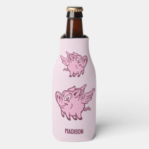 Custom Name & Colour Flying Pig Bottle Cooler