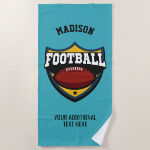 Custom name & colour Football Logo beach towel