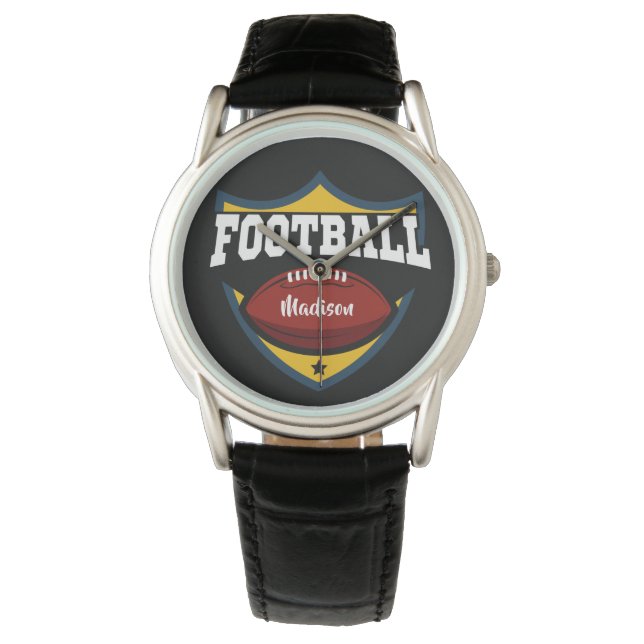 Custom name & colour Football Logo watches (Front)