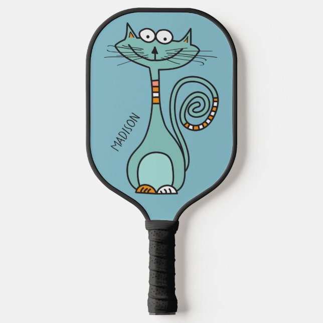 Custom name & colour Funny Cat Pickleball Paddle (Front)