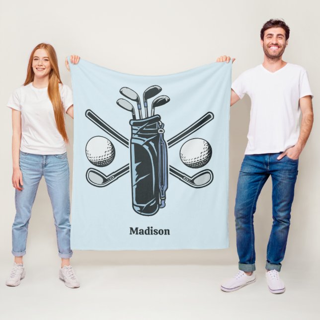 Custom Name & Colour Golf Fleece Blanket (In Situ)