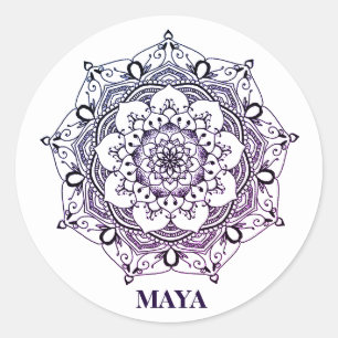 Custom Name/Colour Henna Purple Mandala Sticker