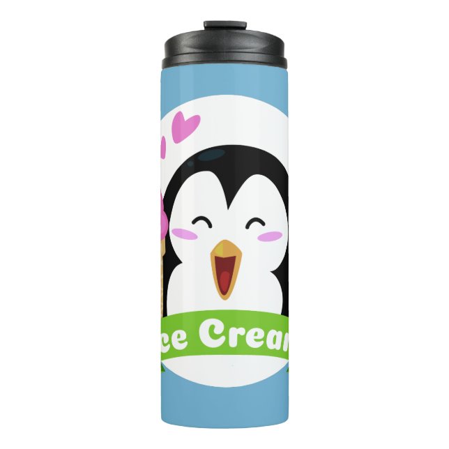 Custom name & colour Ice Cream Penguin tumbler (Front)