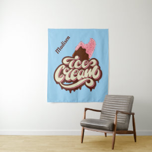 Custom name & colour Ice Cream tapestry