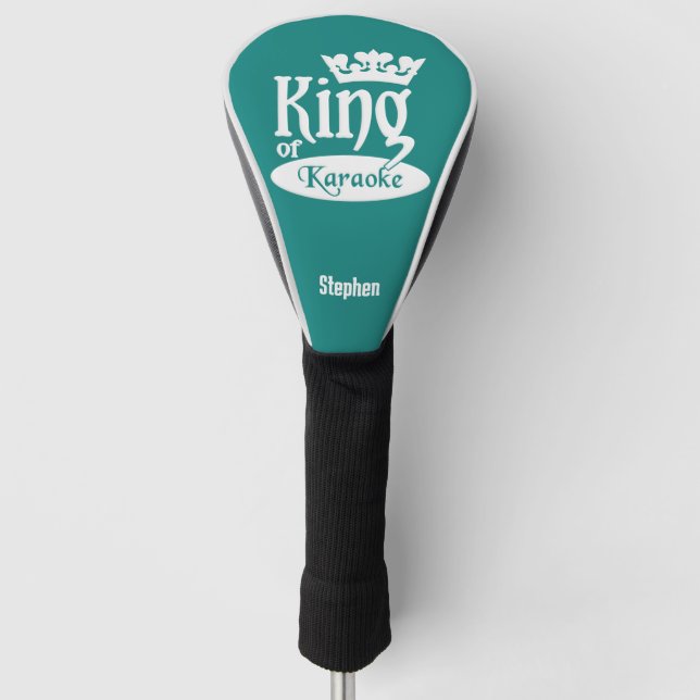Custom Name & Colour King of Karaoke Golf Head Cover (Front)