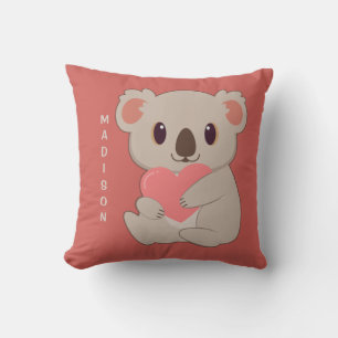 Custom Name & Colour Love Koala Throw Pillow