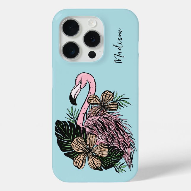 Custom Name & Colour Pink Flamingo Case-Mate iPhone Case (Back)