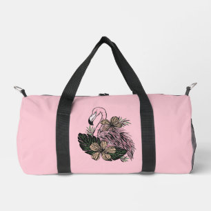 Custom Name & Colour Pink Flamingo Duffle Bag