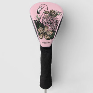 Custom Name & Colour Pink Flamingo Golf Head Cover