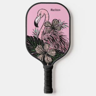 Custom Name & Colour Pink Flamingo Pickleball Paddle