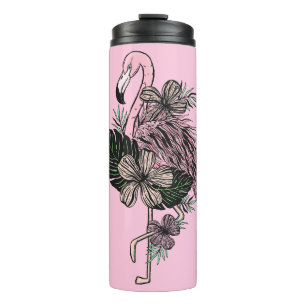 Custom Name & Colour Pink Flamingo Thermal Tumbler