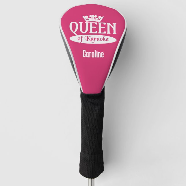 Custom Name & Colour Queen of Karaoke Golf Head Cover (Front)