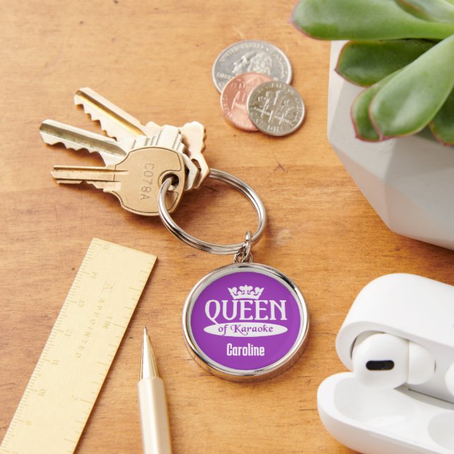 Custom Name & Colour Queen of Karaoke Keychain (Desk)