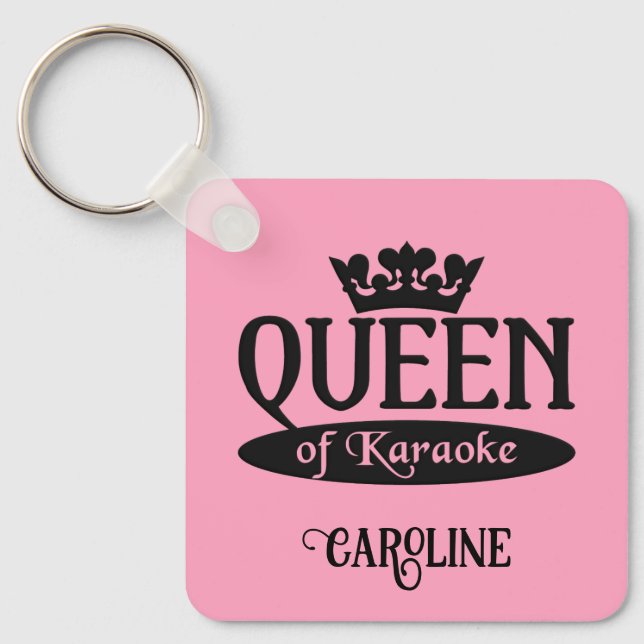 Custom Name & Colour Queen of Karaoke Keychain (Front)