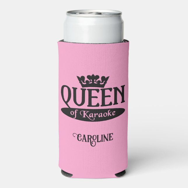 Custom Name & Colour Queen of Karaoke Seltzer Can Cooler (Seltzer Back)