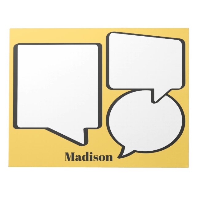 Custom Name & Colour Speech Bubble Notepad (Front)