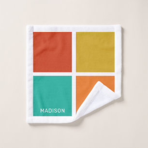 Custom name Colour Squares Wash Cloth