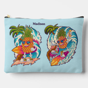 Custom Name & Colour Surfing Pineapple Accessory Pouch