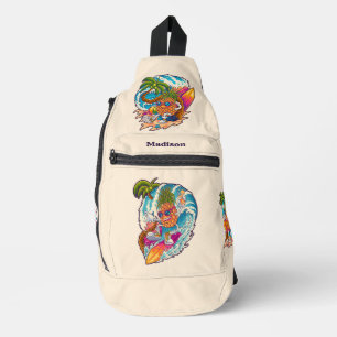 Custom Name & Colour Surfing Pineapple Sling Bag