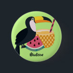 Custom name & colour Toucan Illustration 2 Inch Round Button<br><div class="desc">You can customize the background colour to be any colour you wish. See my store for more animal illustration items.</div>