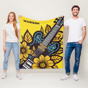 Custom Name & Colour Ukulele Fleece Blanket