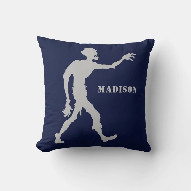 Custom name & colour Zombie throw pillows (Front)
