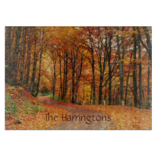 Custom Name Colourful Autumn Path Cutting Board