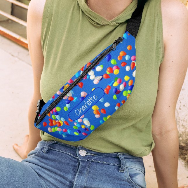 Custom Name, Colourful Balloons Blue Sky Backgroun Fanny Pack (Creator Uploaded)