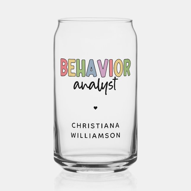 Custom Name Colourful Behaviour Analyst Can Glass (Front)