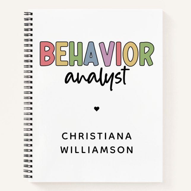 Custom Name Colourful Behaviour Analyst Notebook (Front)